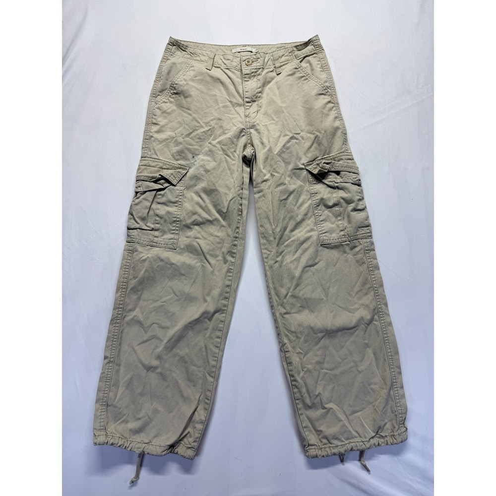 Levi's '94 Baggy Pants Womens 28 Beige Cotton Mid Rise Straight Leg Cargo Pocket